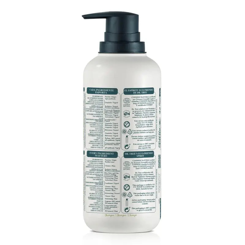 Dr. Tree -shampoo, luonnollinen ihonsuoja herkkälle päänahalle, 400 ml 
