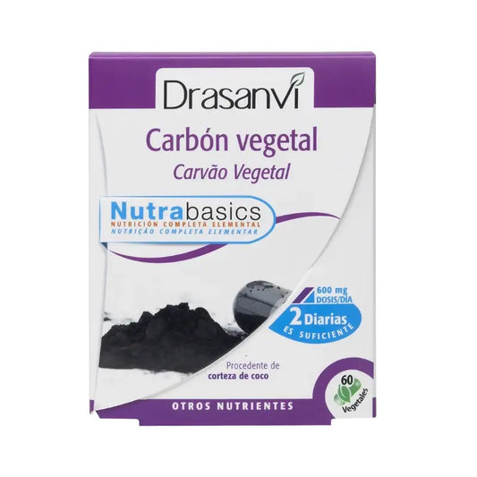 Drasanvi Kasviperäinen hiili 60 kapselia, Nutrabasicos-pakkaus, Drasanvi