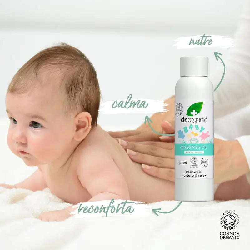 Dr.Organic Äiti ja vauva -vauvojen hierontaöljy – ravitsee, hoitaa ja rauhoittaa, 150 ml