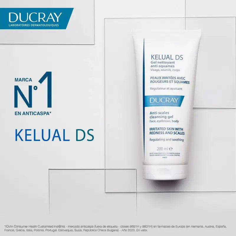 Ducray Kelual Ds hilseä ehkäisevä kasvojen puhdistusgeeli, 200 ml
