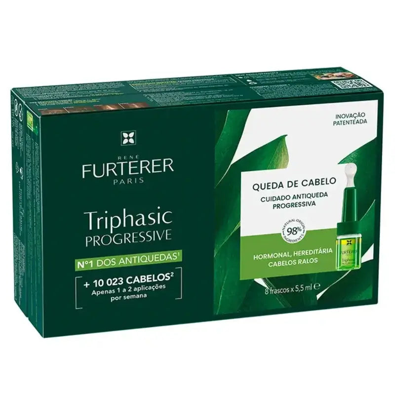 Rene Furterer Triphasic progressive – progressiivinen hiustenlähtöhoito, 2 x 8 pullon pakkaus