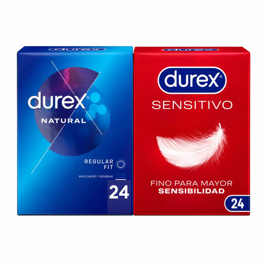 Durex Pack -kondomit: Natural Plus, 24 kpl + Sensitivo Suave, 24 kpl