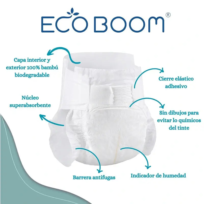 Eco Boom Pure -bambuvaippa, koko NB 0, 34 kpl