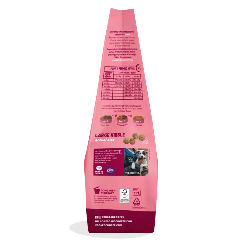 Edgard & Cooper -ruoka suurille koiranpennuille, sisältää tuoretta ankkaa ja kanaa, 12 kg