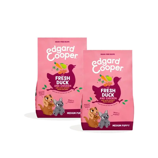 Edgard & Cooper -penturuoka keskikokoisille koirille, ankka ja kana, 2 x 2,5 kg:n pakkaus