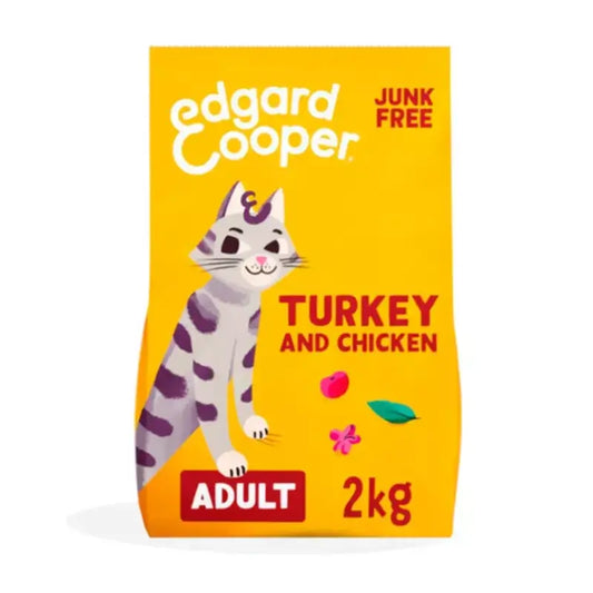 Edgard & Cooper -kissanruoka aikuisille kissoille, jossa on kalkkunaa ja tuoretta kanaa, 2 kg