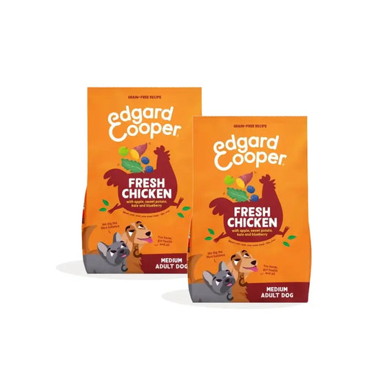 Edgard & Cooper -koiranruoka aikuisille keskikokoisille koirille, kana, 2 x 2,5 kg:n pakkaus