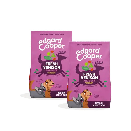 Edgard & Cooper -koiranruoka aikuisille keskikokoisille koirille, hirvi ja ankka, 2 x 2,5 kg:n pakkaus