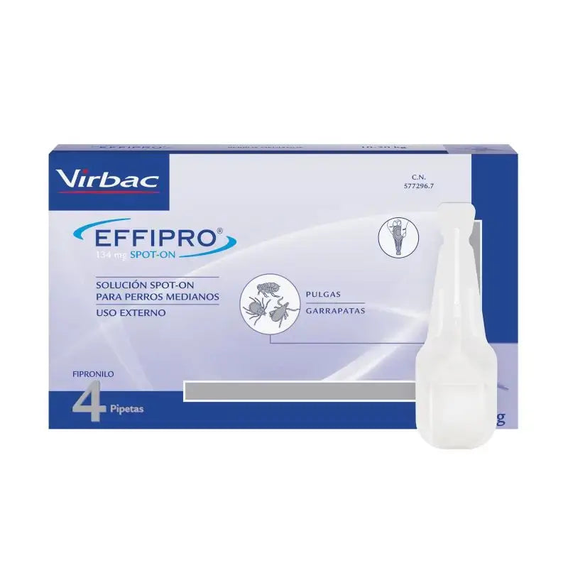 Effipro 134 mg Spot-On keskikokoisille koirille (10–20 kg), 4 pipettia