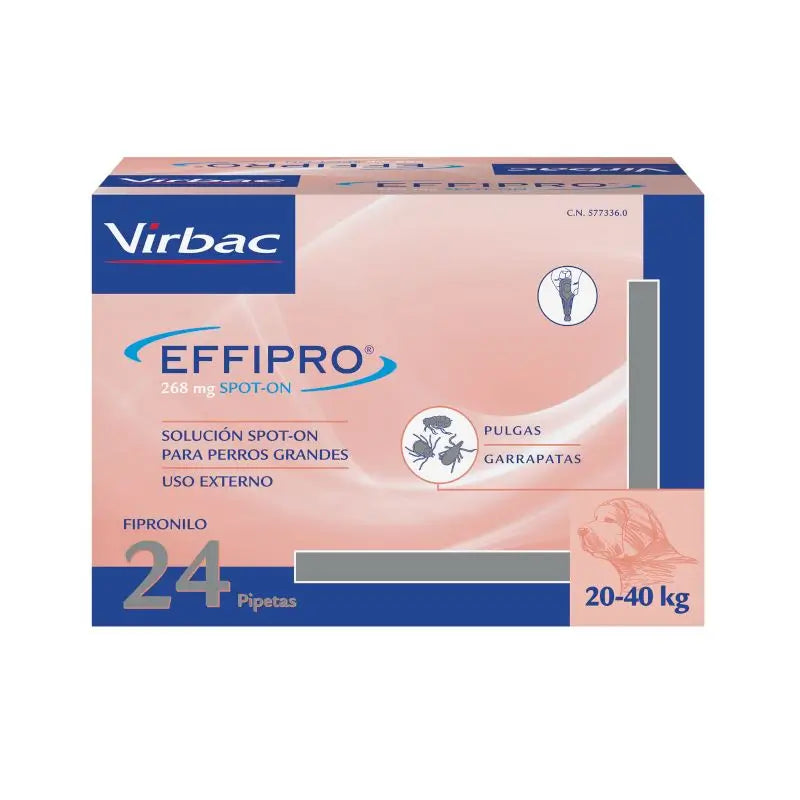 Effipro 268 mg Spot-On, suuret koirat 20–40 kg, 24 pipettia
