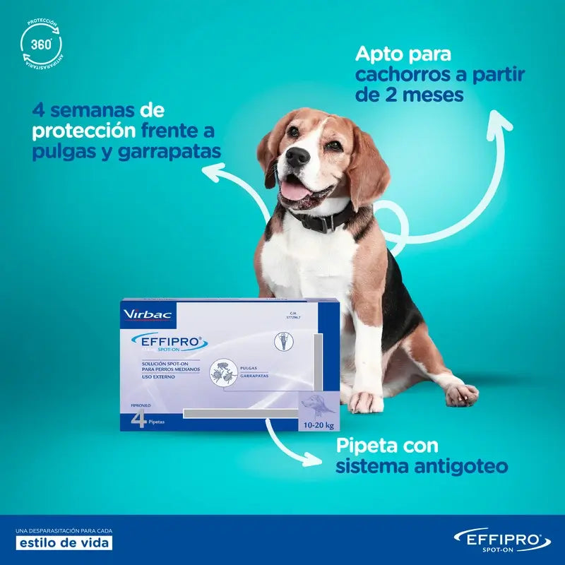 Effipro 402 mg Spot-On, suuret koirat (+40 kg), 4 pipettia