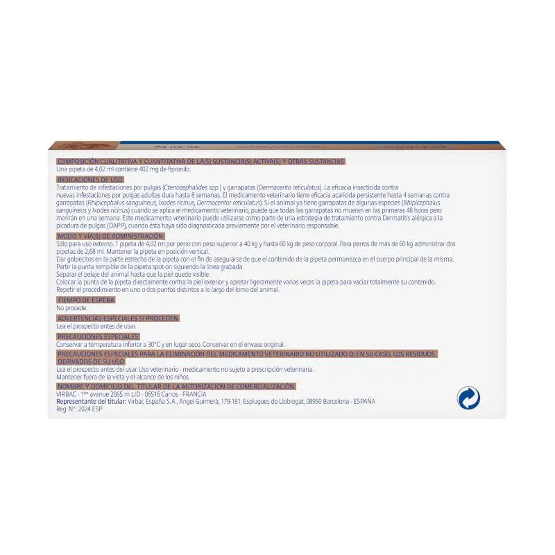Effipro 402 mg Spot-On, suuret koirat (+40 kg), 4 pipettia