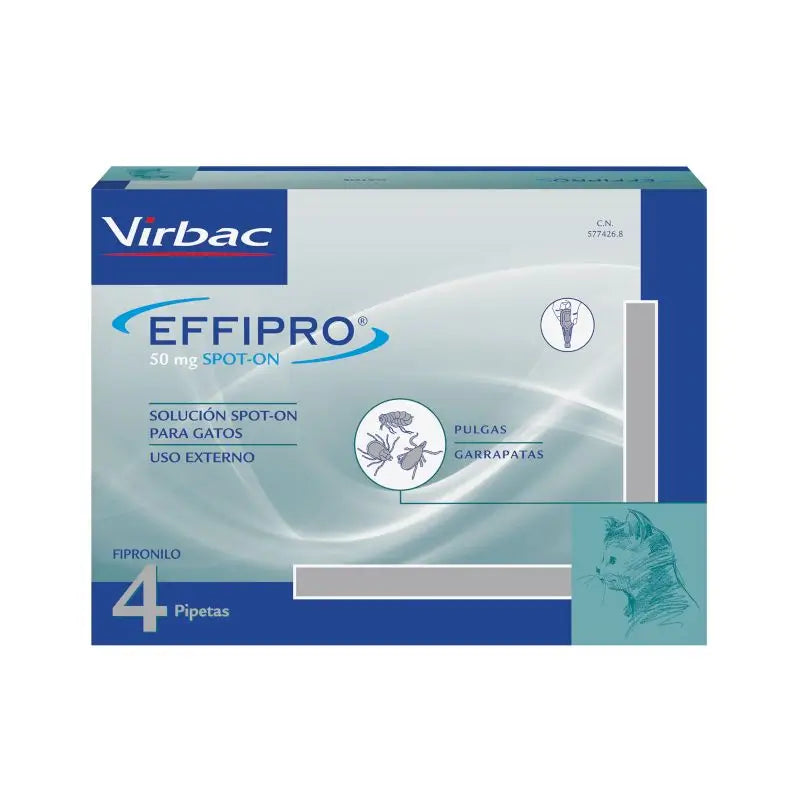 Effipro 50 mg Spot-On -kissille, 4 pipettia