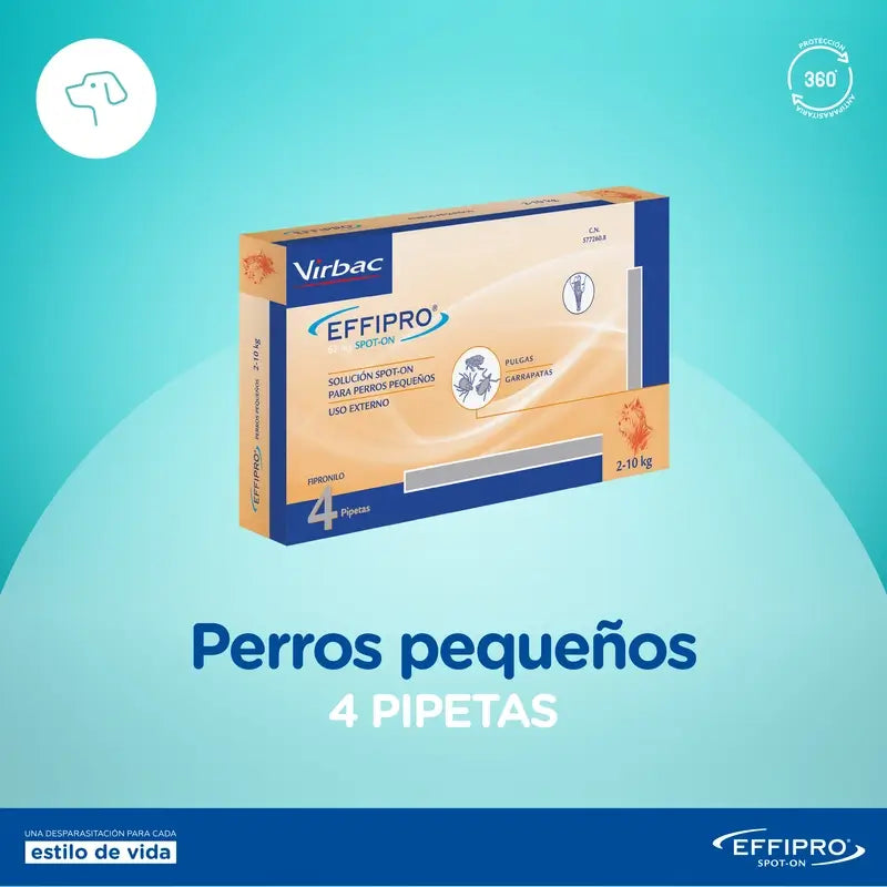 Effipro 67 mg Spot-On pienille koirille (2–10 kg), 4 pipettia