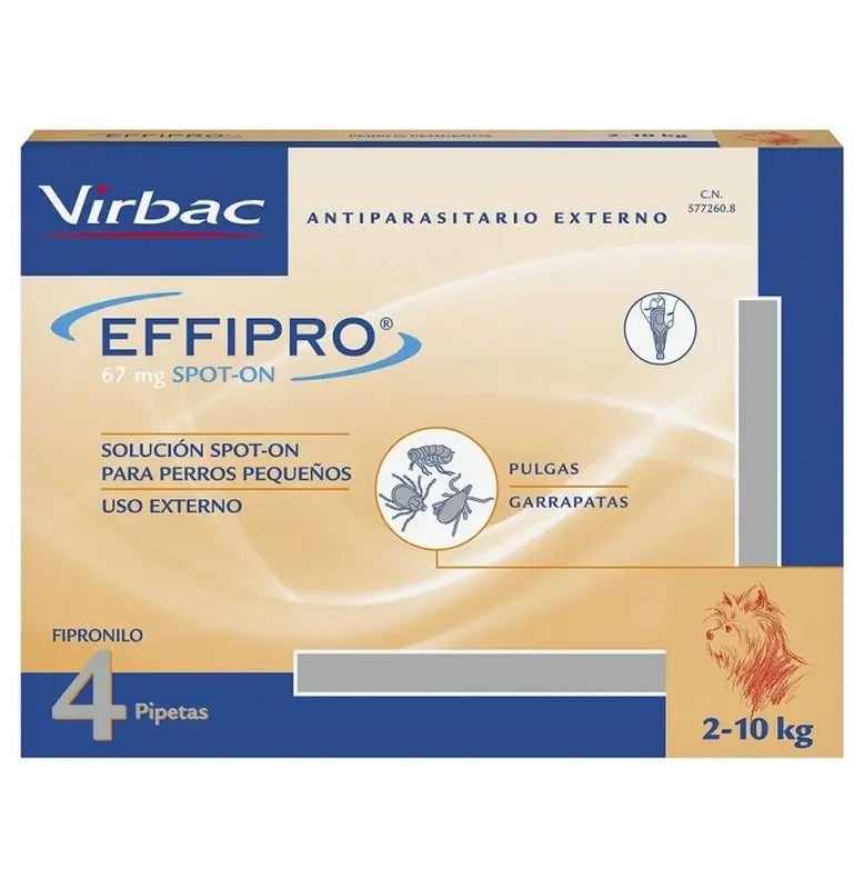 Effipro 67 mg Spot-On pienille koirille (2–10 kg), 4 pipettia