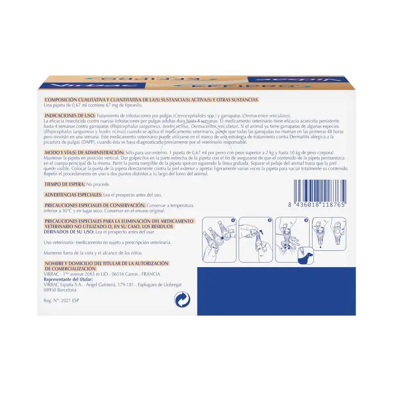 Effipro 67 mg Spot-On pienille koirille (2–10 kg), 24 pipettia