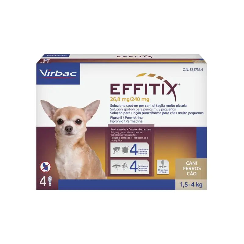 Effitix Xs -loislääke erittäin pienille koirille (1,5–4 kg), 4 pipettia
