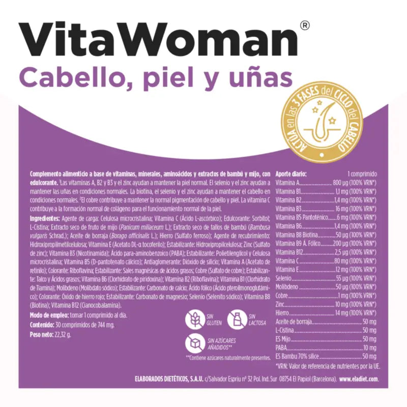 Eladiet Vita Woman Hiukset, iho ja kynnet 30 tablettia