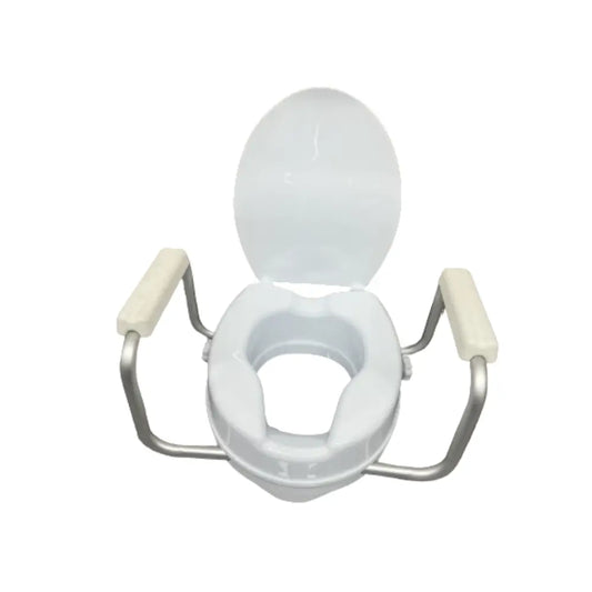 WC-nostin, jossa on tukivarret ja kansi, 10 cm