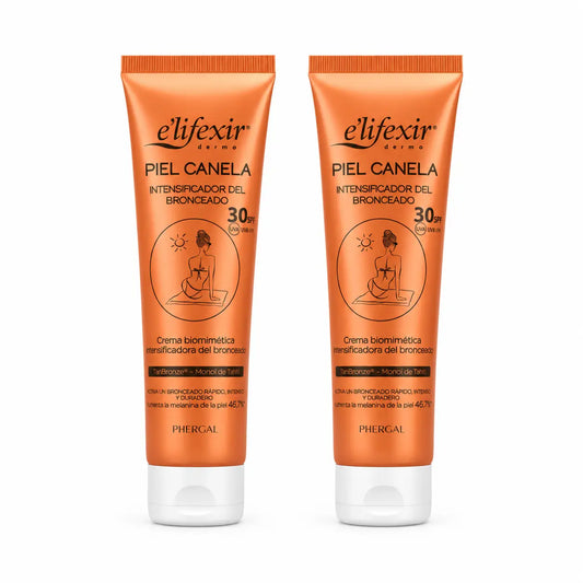 Elifexir Piel Canela -voide SPF30, rusketusta nopeuttava aurinkosuojageeli 150 ml, 2 kpl:n pakkaus
