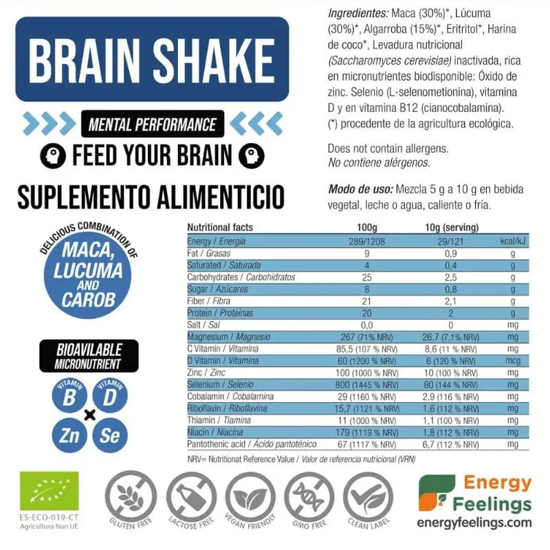 Energy Feelings Brain Shake 500 g. Eco Vegan Sg 