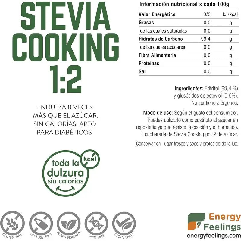 Energy Feelings Estevia Cooking 1:2 200 g. Vegaaninen Sg** 