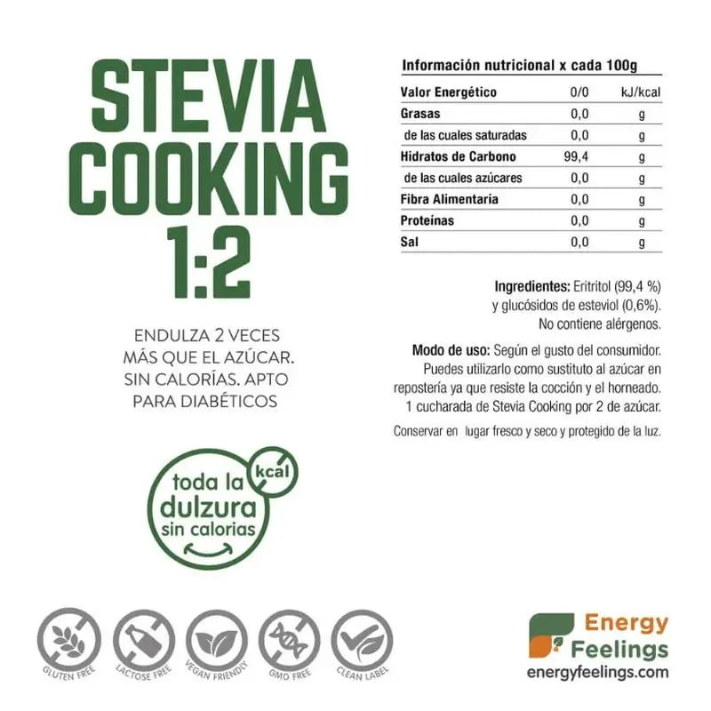 Energy Feelings Stevia Cooking 1:2 250 g. Vegaaninen Sg 