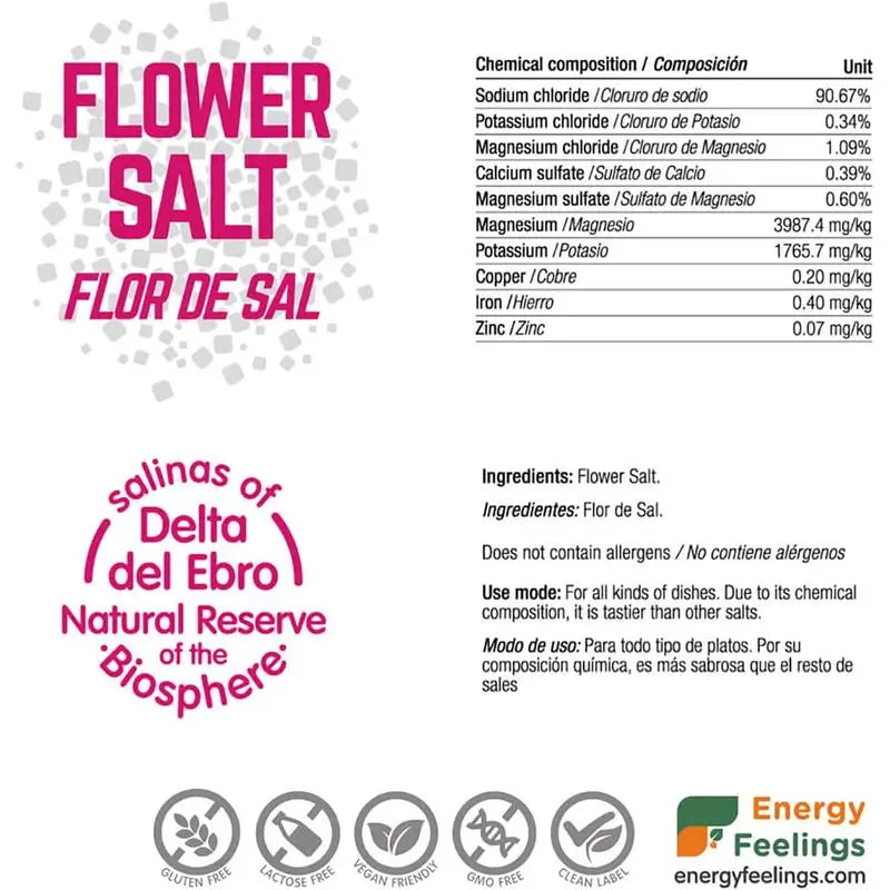 Energy Feelings Flor De Sal 250 g. Ekologinen, vegaaninen Sg** 