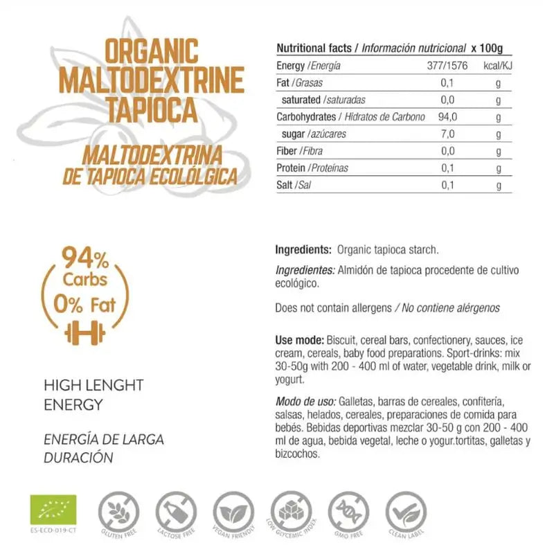 Energy Feelings Tapioka-maltodekstriini 500 g. Eco Vegan Sg 