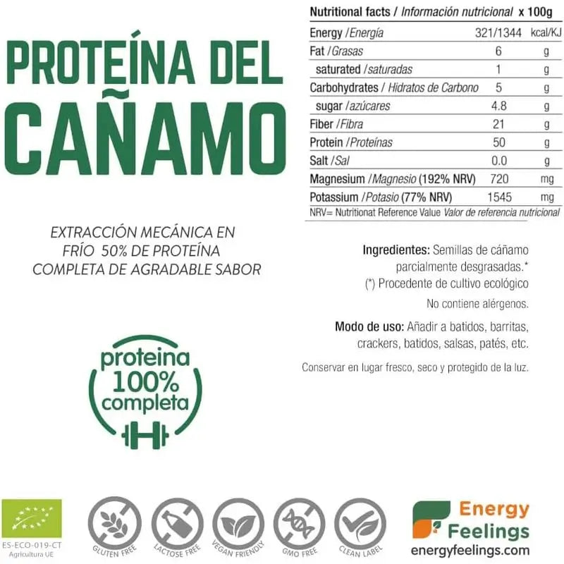 Energy Feelings - hamppuproteiini, vanilja, 1 kg. Eco Vegan Sg 