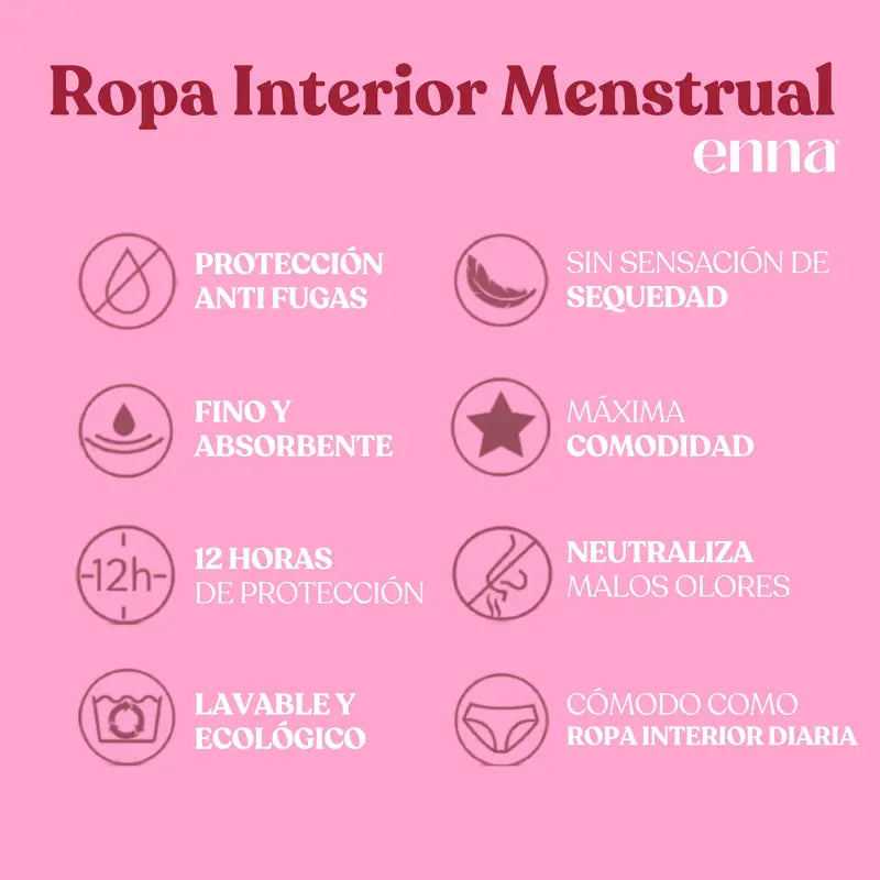 Enna Braga Menstrual Modern Hipster Yö - Runsas vuoto, koko L, musta