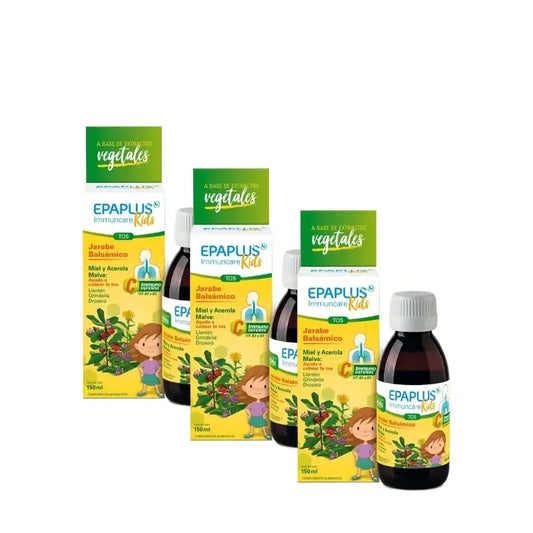 Epaplus Immuncare Lasten yskänsiirappi, vadelma, 150 ml, 3 kpl:n pakkaus
