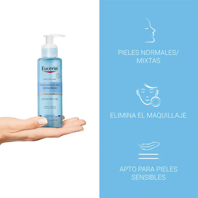 Eucerin DermatoCLEAN Hyaluron -kasvopuhdistusgeeli, 200 ml
