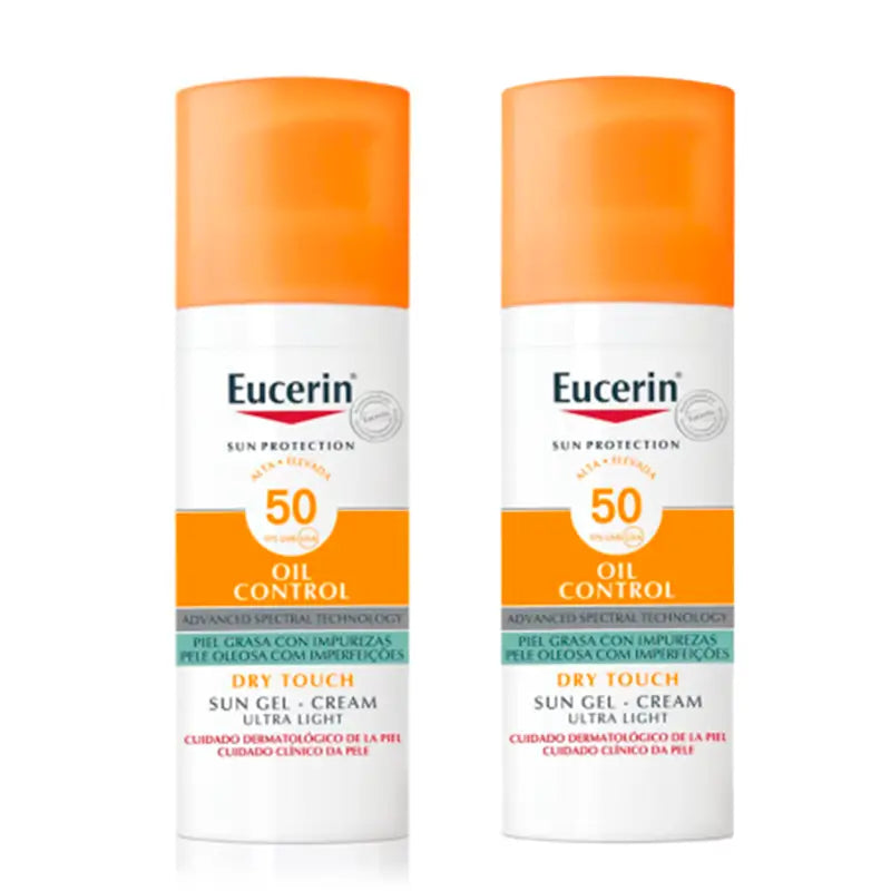 Eucerin Solar Oil Control Dry Touch SPF 50+, 2 x 50 ml