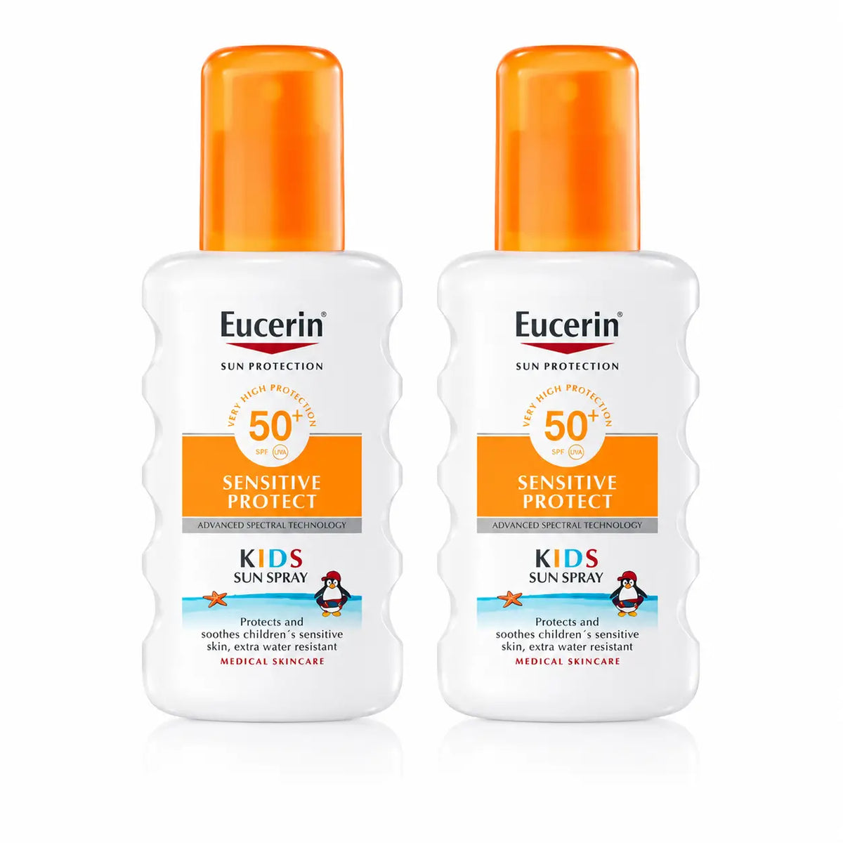 Eucerin Solar Sensitive Protect Kids -aurinkosuojasuihke lapsille SPF 50+, 200 ml, 2 kpl:n pakkaus