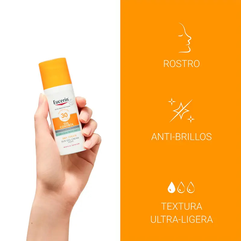 Eucerin Oil Control Solar Gel, kuiva lopputulos, SPF30+, 50 ml