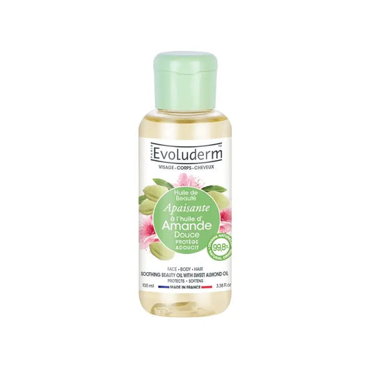 Evoluderm kauneusöljy, jossa on makeamanteliöljyä, 100 ml