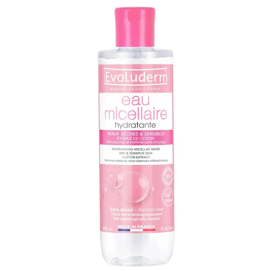 Evoluderm-mikaelivesi kuivalle/herkälle iholle, 250 ml