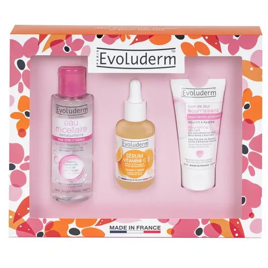 Evoluderm Box X3 (mikrovesi 100 ml + C-vitamiiniseerumi 30 ml + kasvohoito 50 ml), 100/30/50 ml