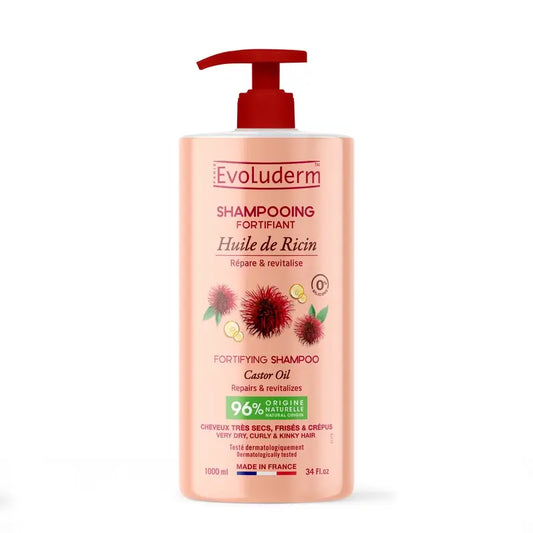 Evoluderm-shampoo, jossa on risiiniöljyä, 1000 ml
