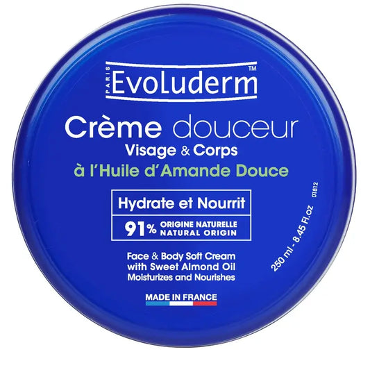Evoluderm kasvo- ja vartalovoide, makea manteli, 250 ml