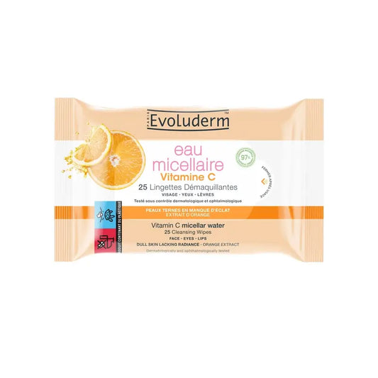 Evoluderm C-vitamiinipitoiset meikinpoistopyyhkeet, 25 kpl