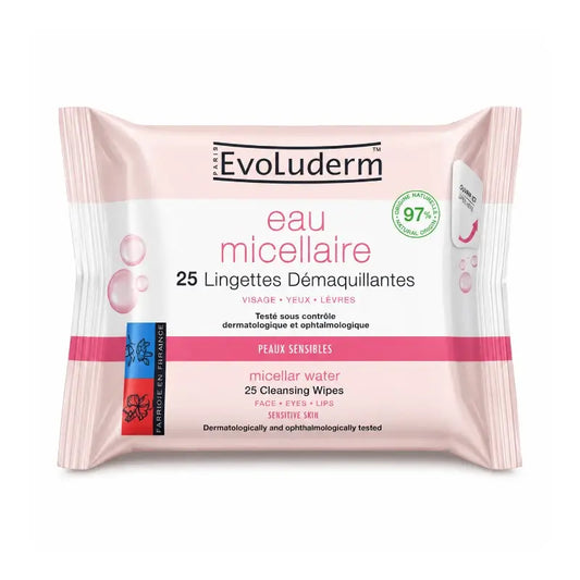 Evoluderm-puhdistuspyyhkeet, misellivesi, 25 kpl