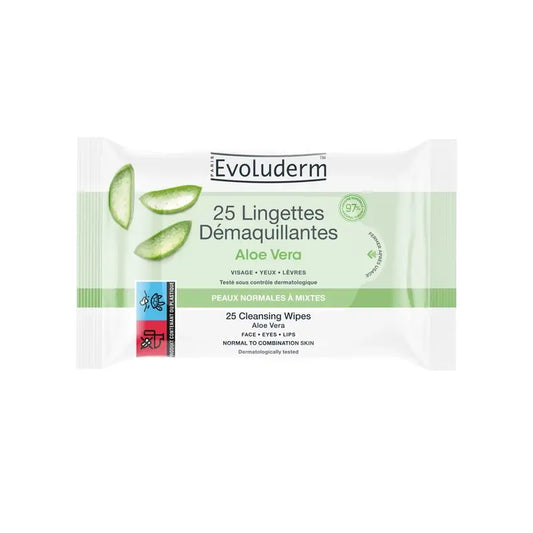 Evoluderm puhdistuspyyhkeet normaalille iholle – aloe vera, 25 kpl