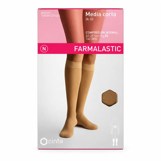 Farmalastic Media, lyhyt, normaali kompressio, beige, koko L