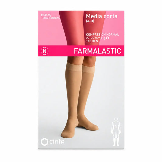 Farmalastic Media, lyhyt, normaali kompressio, beige, koko Reina Plus