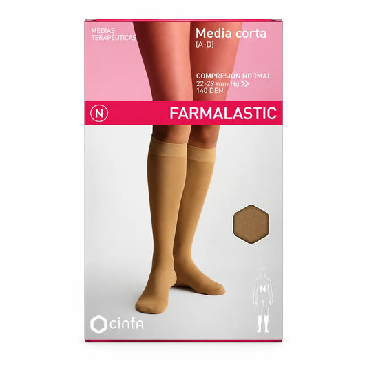 Farmalastic Media, lyhyt, normaali kompressio, beige, koko XL