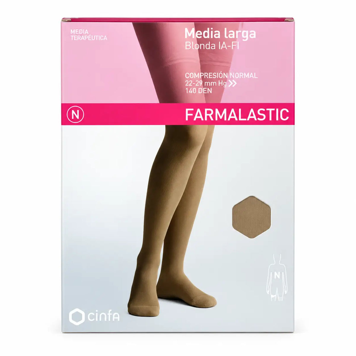 Farmalastic, pitkähihainen, vaalea, normaali kompressio, beige, koko L