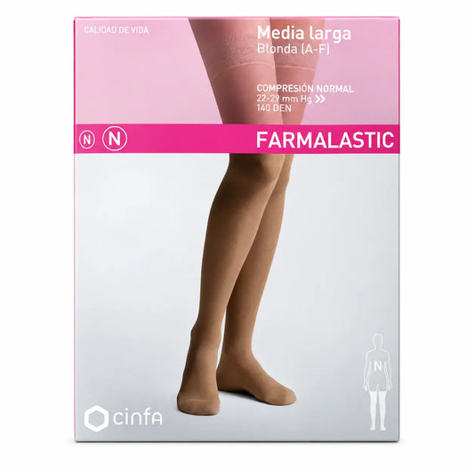 Farmalastic, pitkähihainen, vaalea, normaali kompressio, musta, koko L