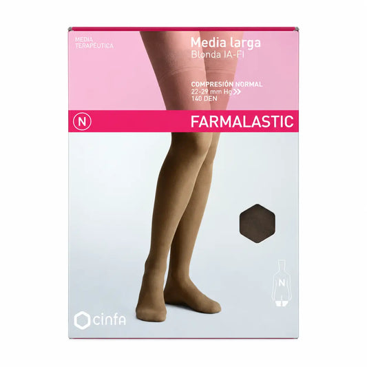 Farmalastic, pitkähihainen, vaalea, normaali kompressio, musta, koko XL